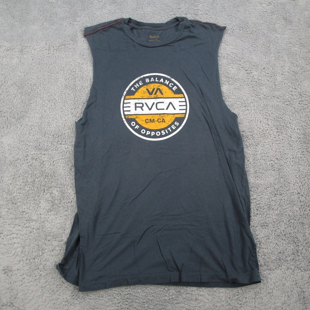 RVCA Mens Balance of Opposites Vintage Wash Muscle Tank Top Grey XL